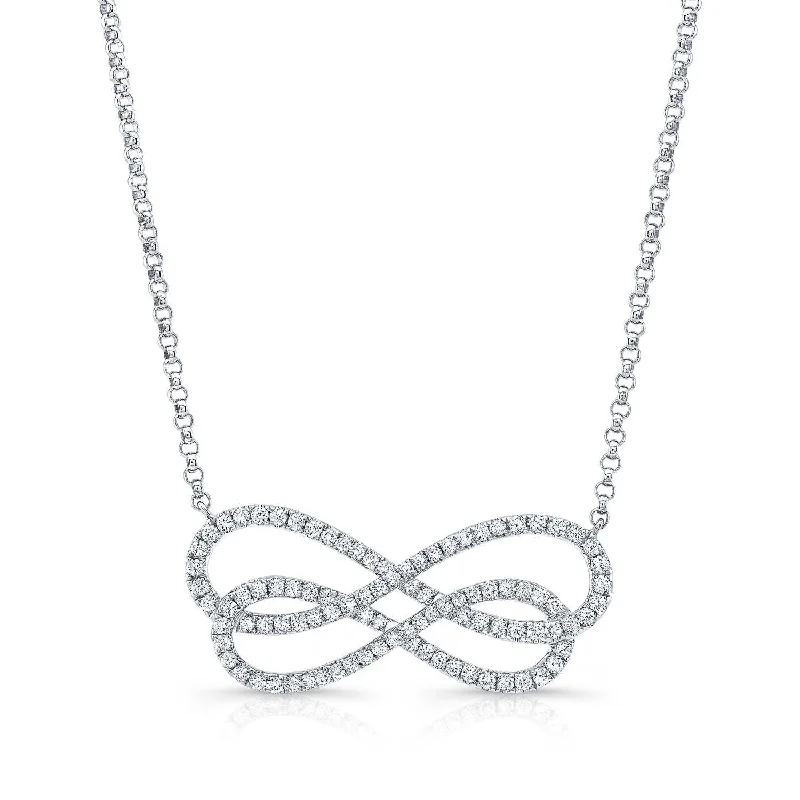 Diamond Double Infinity Necklace In 14k White Gold (2/3 Ct.tw.)