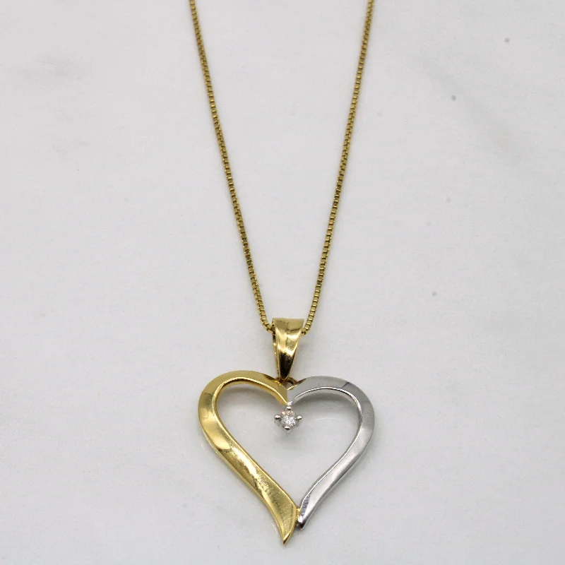 Diamond Two Toned Heart Necklace | 0.04ct | 17" |