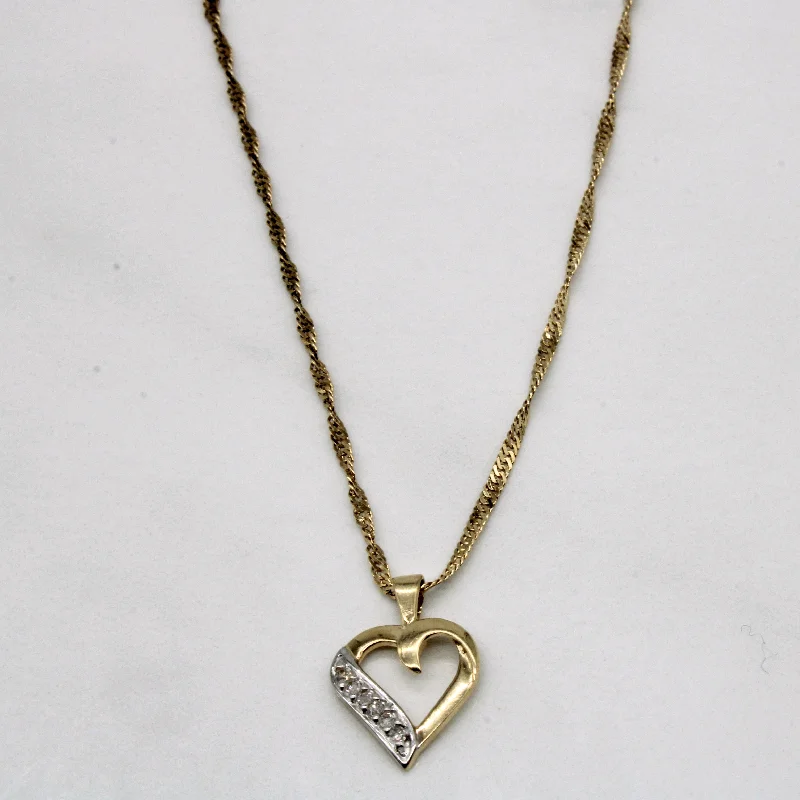 Diamond Heart Shaped Necklace | 0.04ctw | 18" |