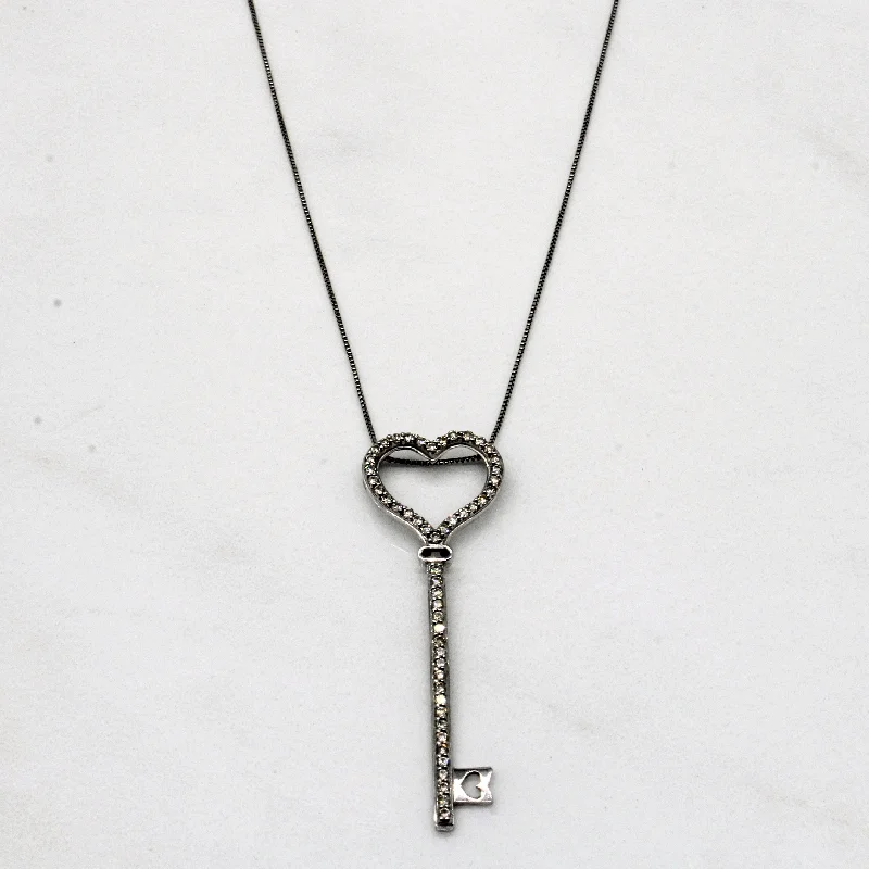 Diamond Heart Shaped Key Necklace | 0.18ctw | 18" |