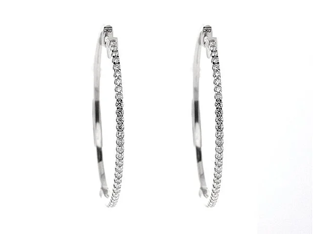 Diamond Hoop Earrings In 18k White Gold (3/4 Ct.tw.)