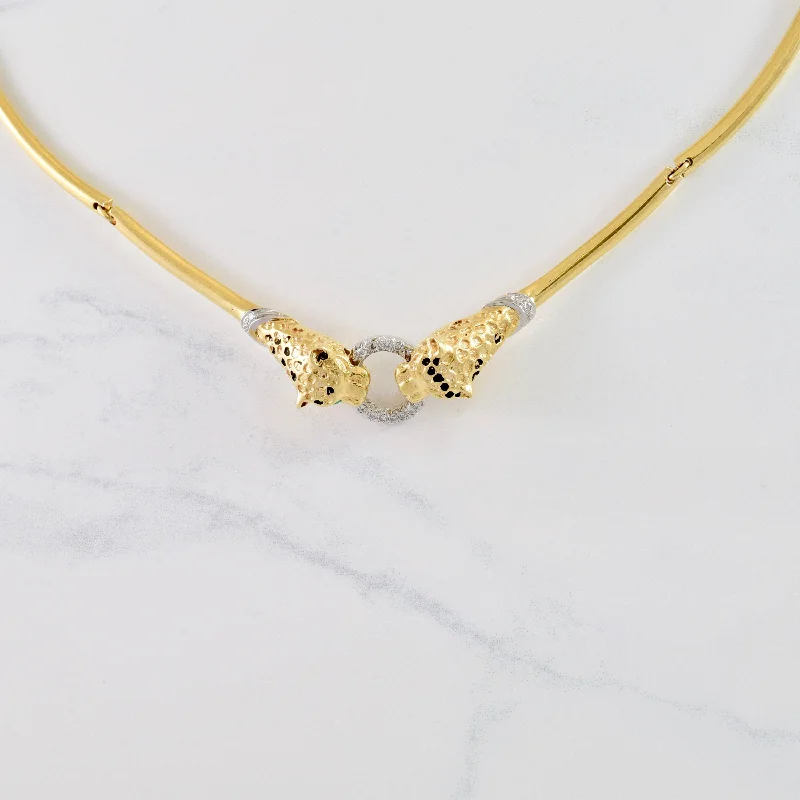 Diamond Leopard Necklace | 0.24 ctw SZ 15" |