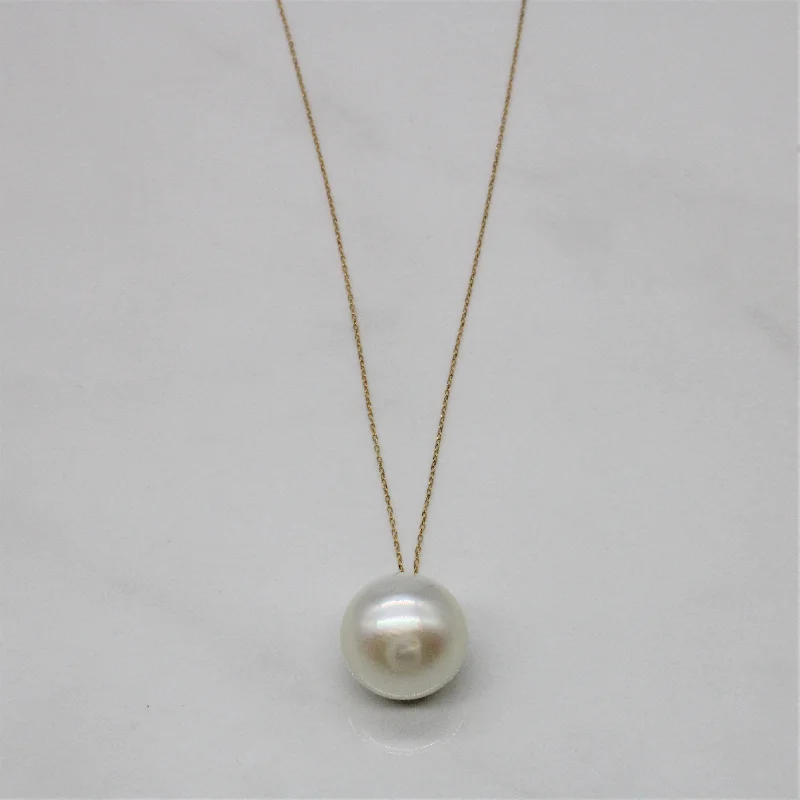 Floating Pearl & Diamond Necklace | 0.07ct | 16" |