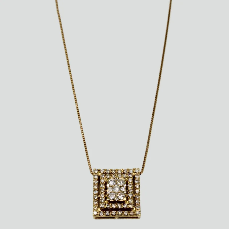 Diamond Square Pendant & Necklace | 0.50ctw | 18" |