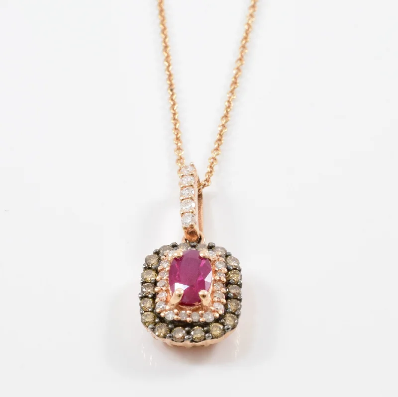 Effy' Ruby & Champagne Diamond Necklace | 0.25ctw, 0.45ct | 18" |