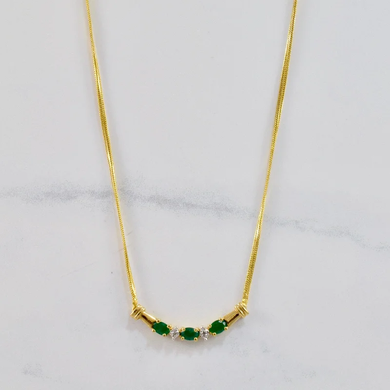 Emerald and Diamond Necklace | 0.01 ctw SZ 17" |