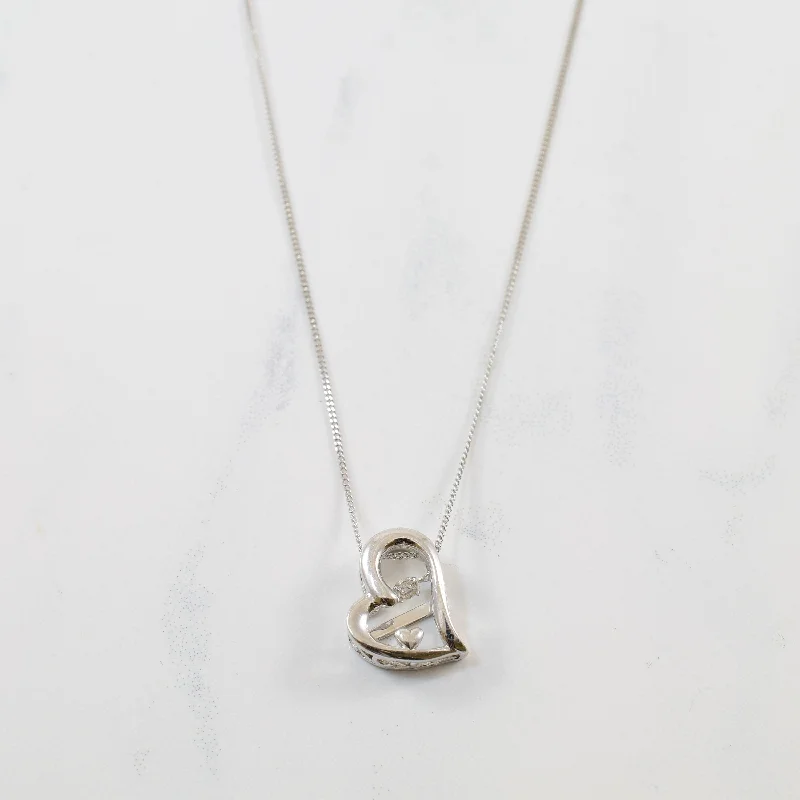 Floating Diamond Heart Necklace | 0.05ct | 18" |