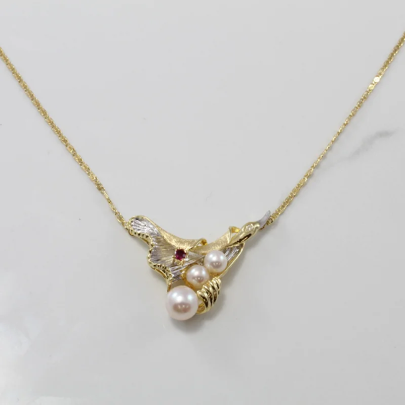 Floral Swan Gemstone Necklace | 2.60ctw | 17" |