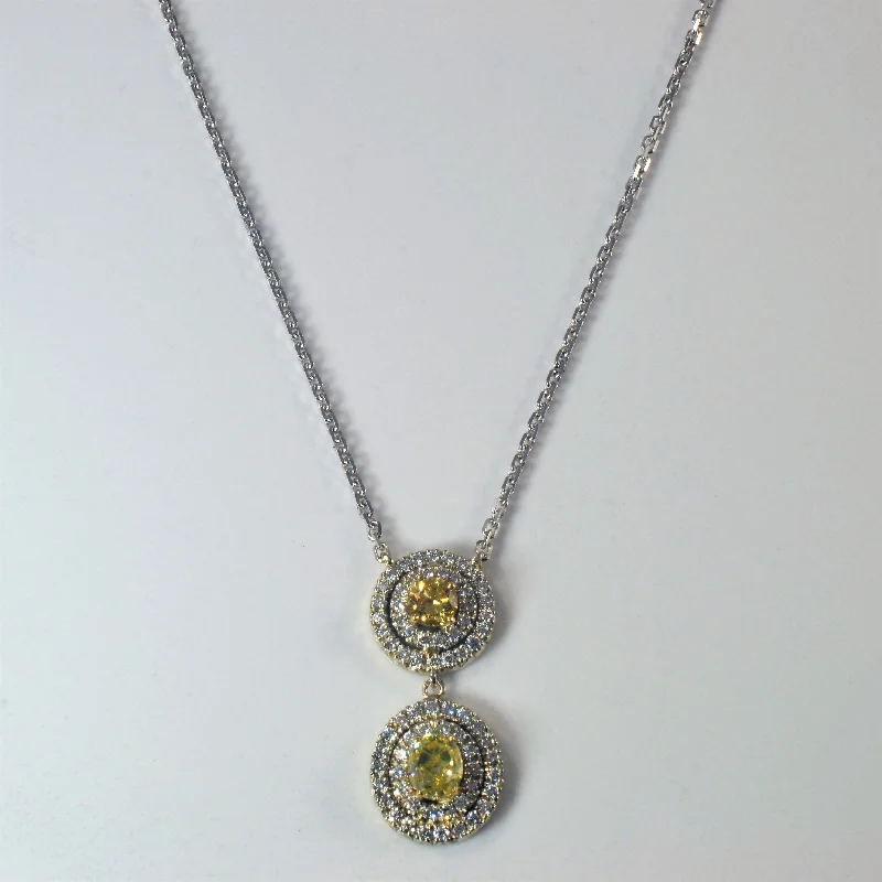 Yellow Diamond Drop Necklace | 1.30ctw | 16" |