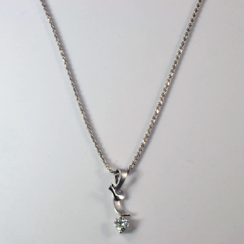 Heart Cut Diamond Drop Necklace | 0.22ct | 16" |