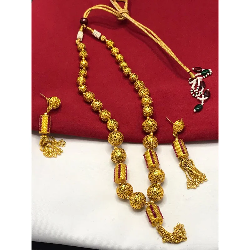 India Art Gold Plated Long Necklace Set