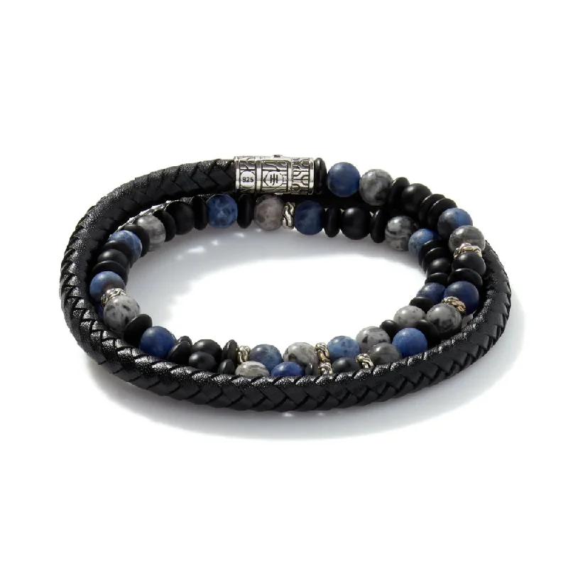 John Hardy Triple Wrap Gemstone Leather Bracelet