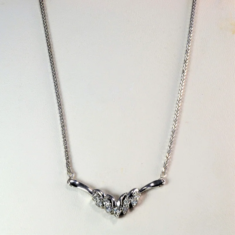 Twisted Diamond V Bar Necklace | 0.24 ctw, 16''|