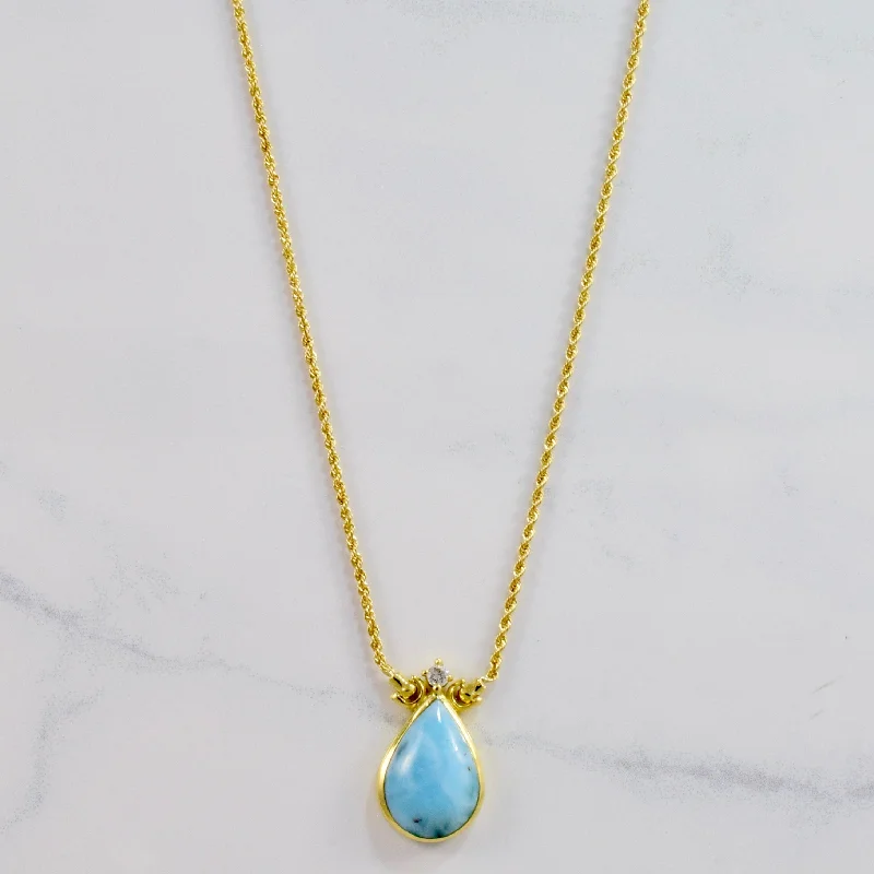 Larimar & Diamond Necklace | 0.07ctw, 4.70ct | 18" |