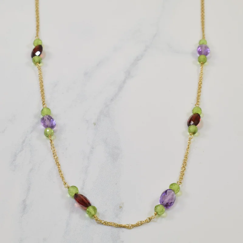 Multi Gem Beaded Necklace | 14.00ctw | 17" |