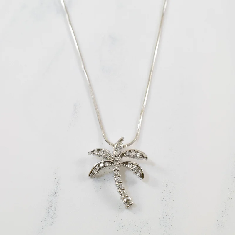 Pavé Diamond Palm Tree Necklace | 0.35ctw | 17" |