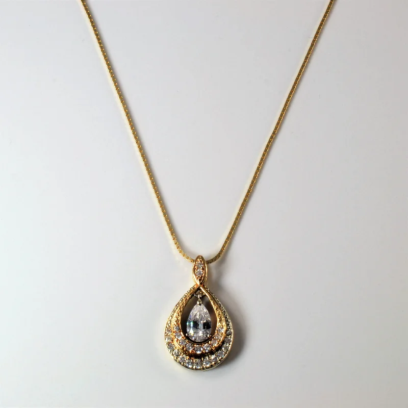 Pear Diamond Halo Necklace | 1.02ctw | 17" |