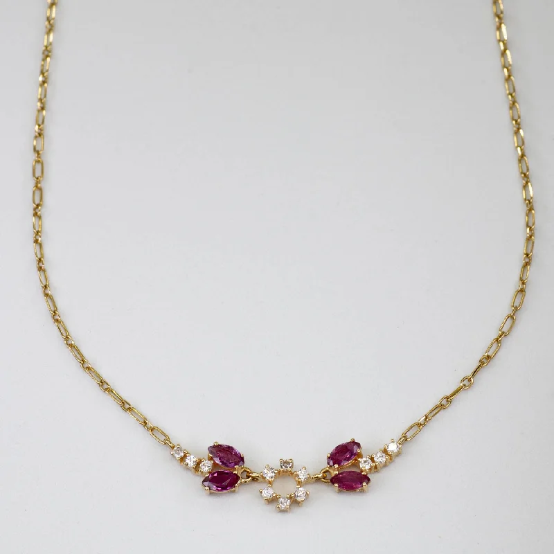 Pink Sapphire & Diamond Necklace | 0.27ctw, 0.96ctw | 18" |