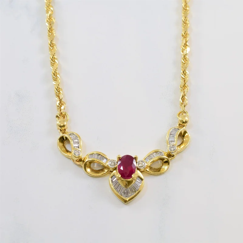 Ruby & Diamond Necklace | 0.70ctw, 1.00ct | 19" |