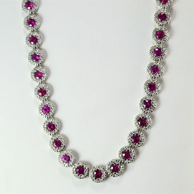 Ruby & Diamond Textured Necklace | 2.21 ctw, 16''|