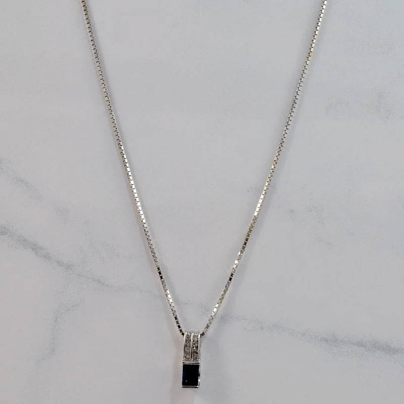 Sapphire and Diamond Drop Pendant | 0.05 ctw SZ 18" |