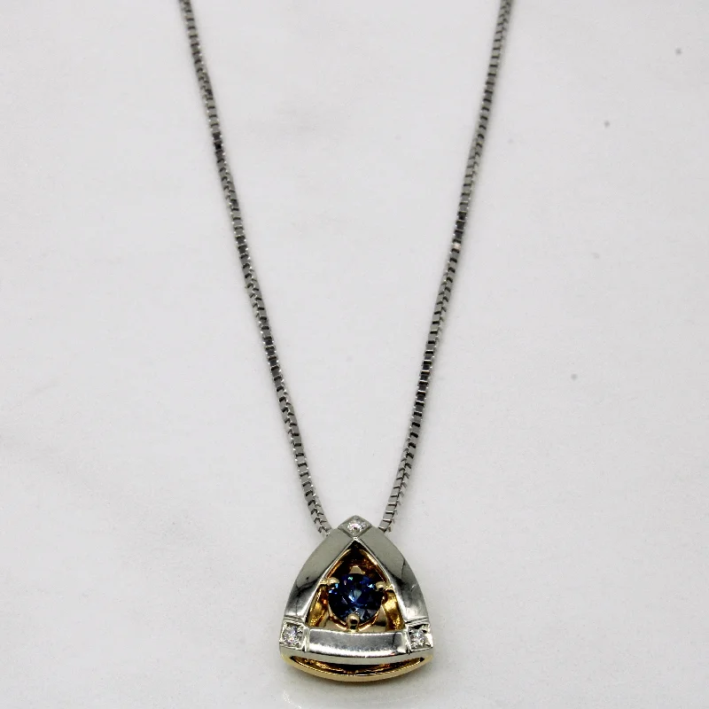 Sapphire & Diamond Triangular Necklace | 0.40ct, 0.03ctw | 16" |