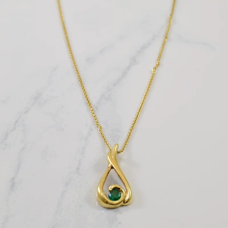 Emerald Bypass Drop Necklace | 0.20ct | 19" |