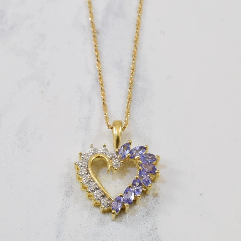 Tanzanite & Diamond Heart Necklace | 0.50ctw, 0.04ctw | 18" |