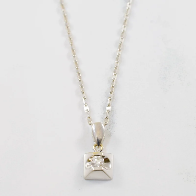 Tension Set Diamond Drop Necklace | 0.08ct | 17" |