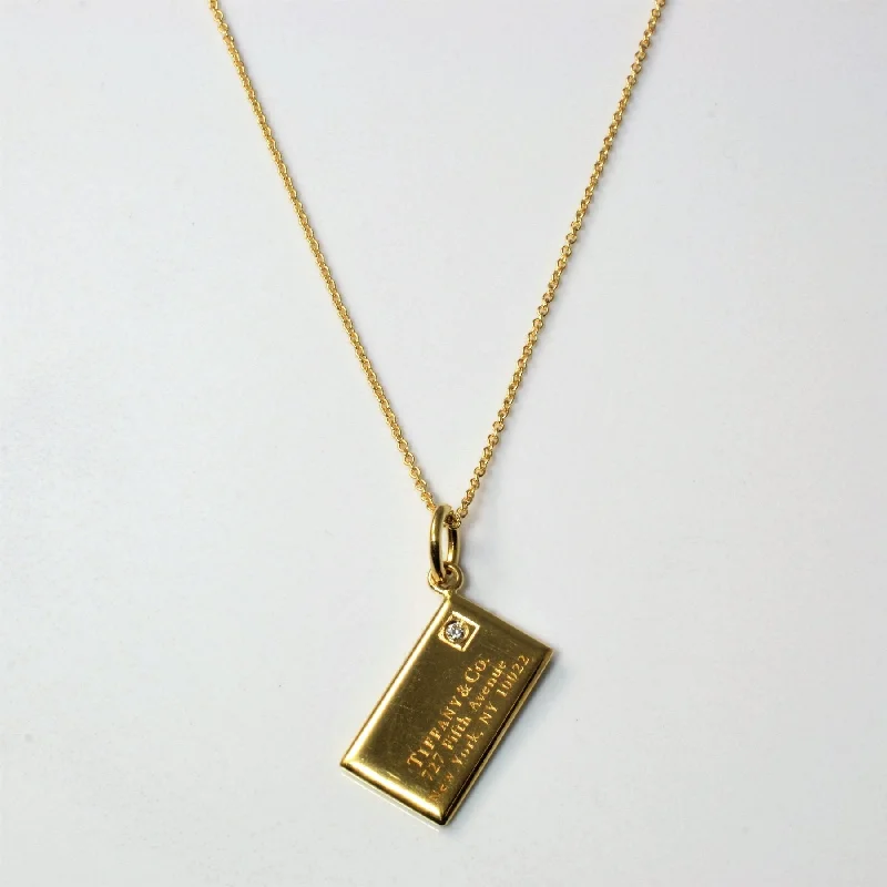 'Tiffany & Co.' Diamond Envelope Charm Pendant Necklace | 0.20ct | 16" |