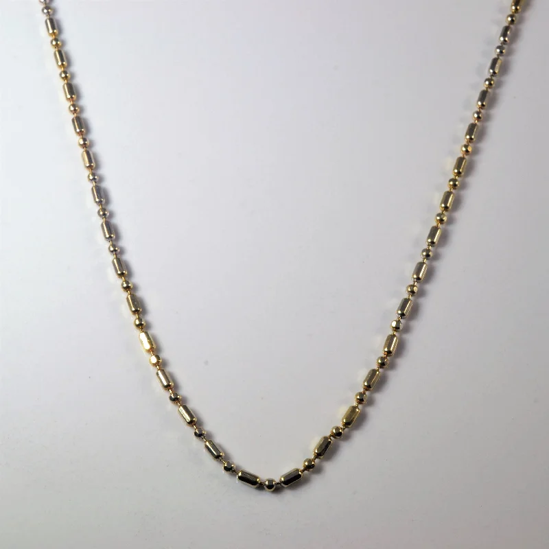 18k Two Tone Dot Dash Bead Chain | 18" |