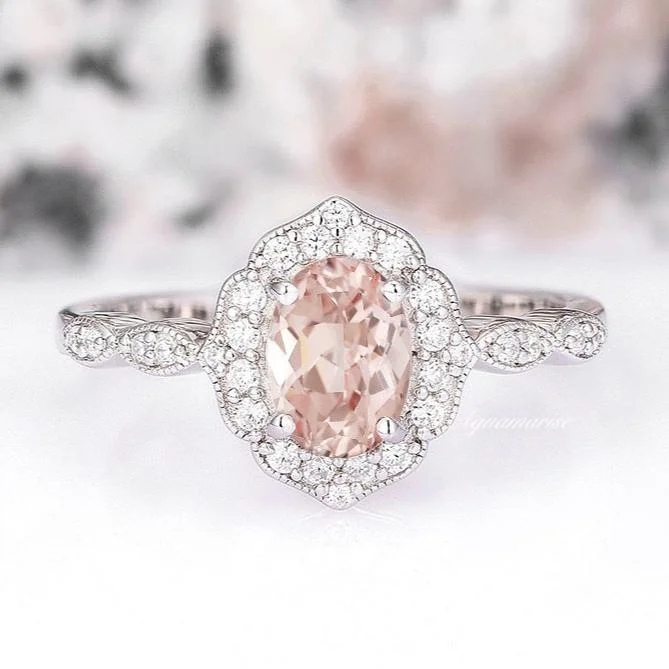 Vintage Morganite Ring- Sterling Silver